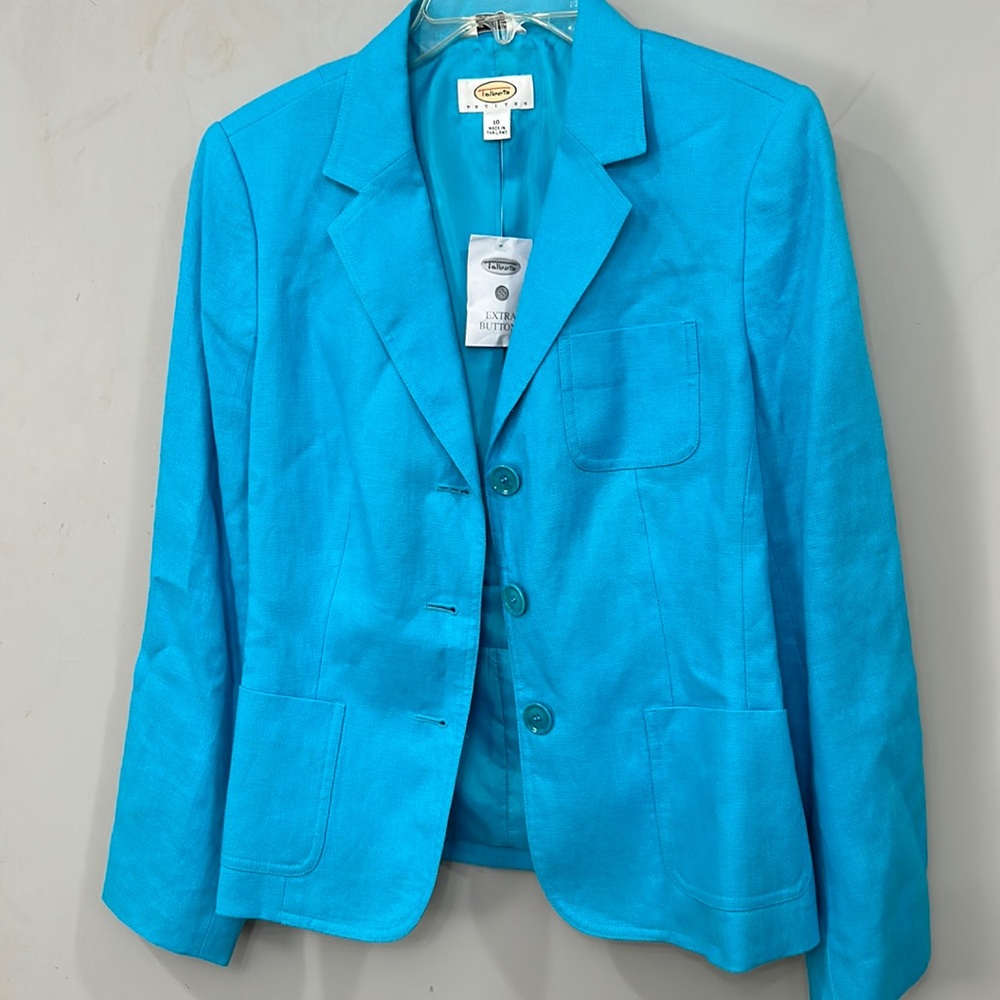 NWT Talbots Irish Linen blue blazer 10p